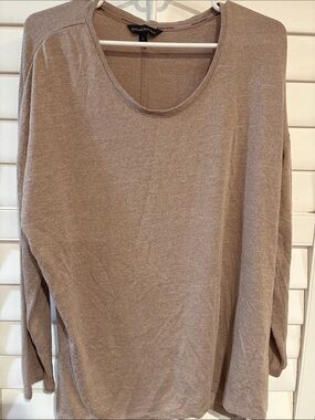 Banana Republic Taupe Scoop Neck Long-Sleeve Top